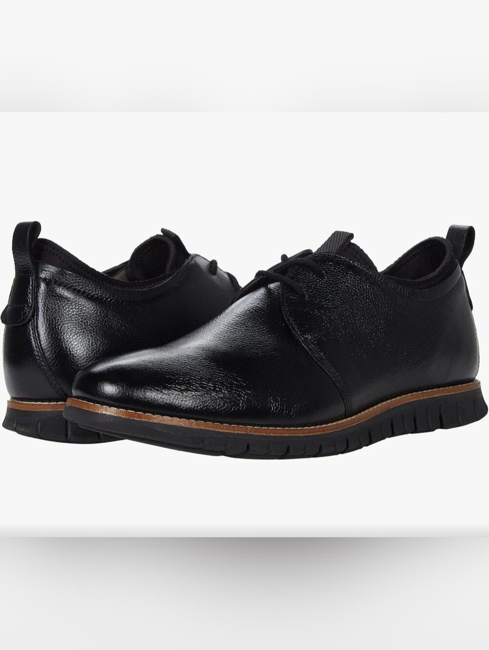Men's Black Casual Leather Lace-Up Shoes Hush Puppies Colby Oxford